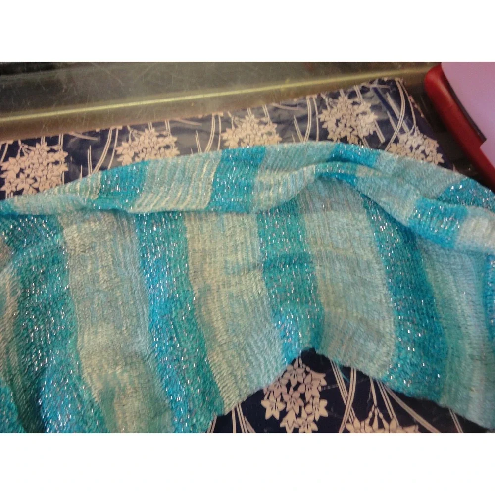 2 lot womens scarves scarf wraps‎  avenue Bealls green stripe black knited NWT - Picture 3 of 6